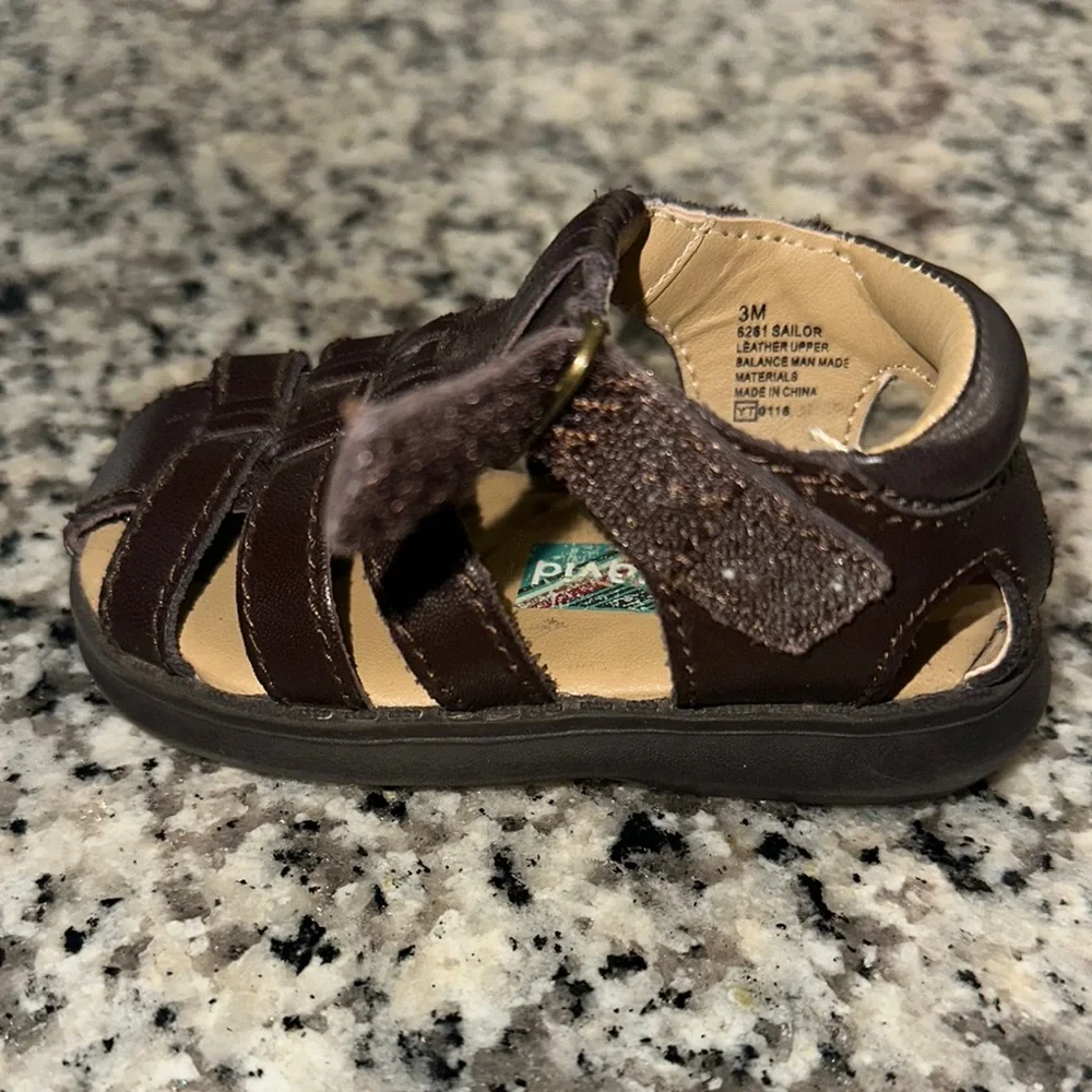 Scott David Leather Sandals Brown with Velcro adjustable closure Size 3 Baby
